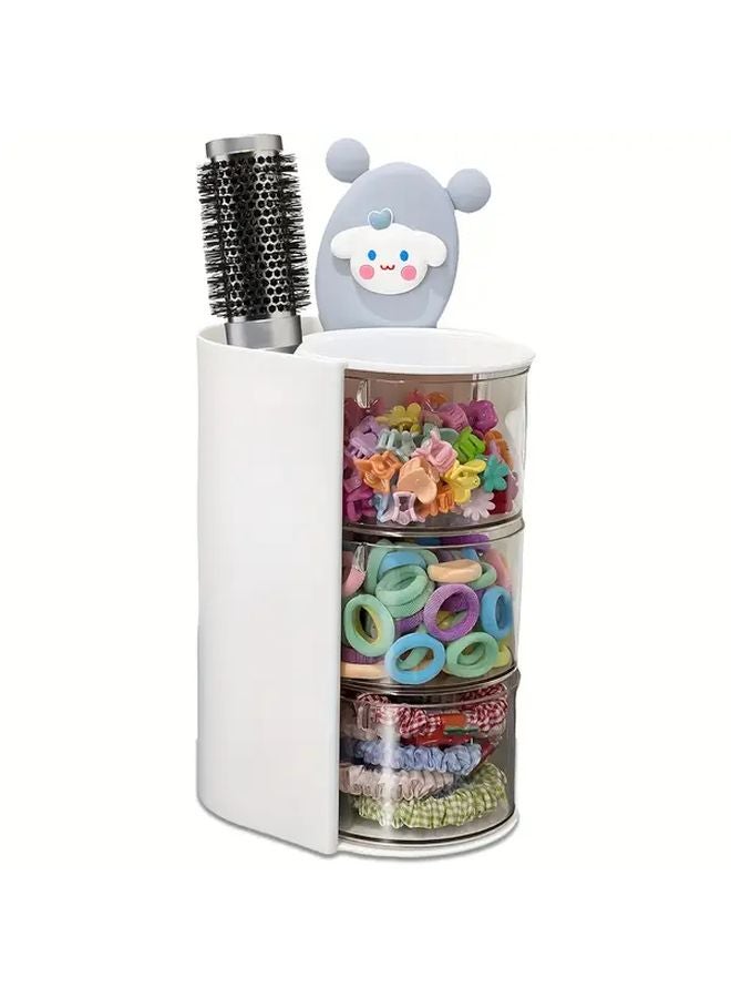 Pink 2 Layer Rotating Hair Accessory Organizer for Jewelry and Makeup Brushes - Image 5